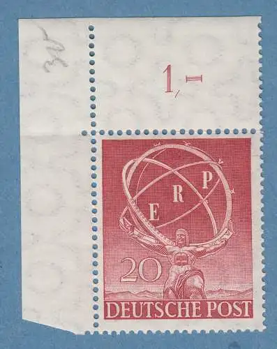 Berlin 1950 ERP-Programm Mi.-Nr. 71 einwandfrei postfrisch ** aus Bogenecke