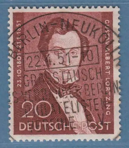 Berlin 1951 Lortzing Mi.-Nr. 74 Luxusstück m. Sonder-O BERLIN-NEUKÖLLN 