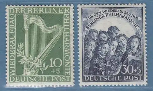 Berlin 1951 Philharmonie Harfe / Chor Mi.-Nr. 72-73  postfrisch ** 