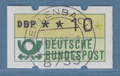 NAGLER-ATM seltene Farbvariante GRÜNLICHOLIV Mi.-Nr. 1.2iu Wert 10 Pfg mit ET-O