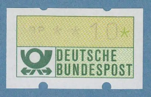Klüssendorf-ATM seltene Farbvariante GRÜNLICHOLIV Mi.-Nr. 1.1iu Wert 10 Pfg **
