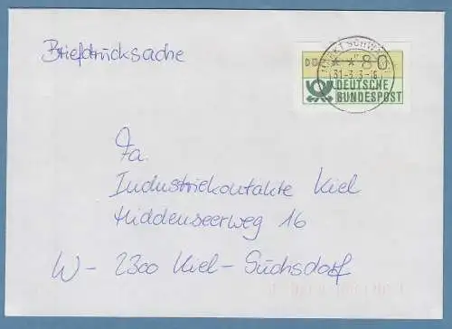 NAGLER-ATM Mi-Nr. 1.2 Wert 80Pfg EF auf Briefdrucksache O MARKT SCHWABEN 31.3.93