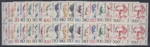 Berlin 1986-1990 Dauerserie Frauen, 4er-Block-Satz 17 Werte kpl. postfrisch **