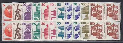Berlin 1971-73  Dauerserie Unfallverhütung 4er-Block-Satz 11 Werte kpl. **