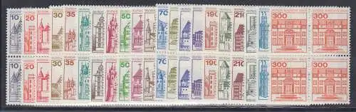 Berlin 1977-82 Dauerserie Burgen & Schlösser 4er-Block-Satz 21 Werte kpl. **