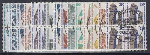 Berlin 1987-90 Dauerserie Sehenswürdigkeiten  4er-Block-Satz 15 Werte kpl. ET-O