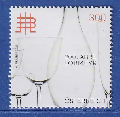 Österreich 2023 Sondermarke 200Jahre Glasmanufaktur Lobmeyr Mi.-Nr. 3715 **