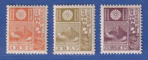 Japan 1930-31 Freimarken Fujisan Mi.-Nr. 188-90 II ungebraucht * / postfrisch **