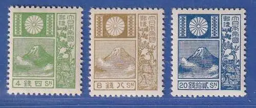 Japan 1937 Freimarken Fujisan Mi.-Nr. 240,244,246  ungebr. * / postfrisch **