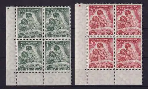Berlin 1951 Tag der Briefmarke Mi-Nr. 80-81 Eckrandviererblock UL postfrisch ** 