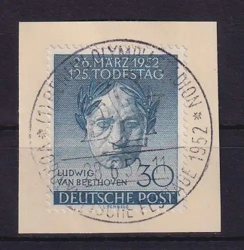 Berlin 1952 Ludwig van Beethoven  Mi.-Nr. 87 mit So.-O auf Briefstück
