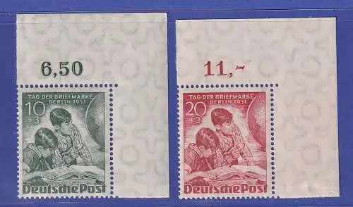 Berlin 1951 Tag der Briefmarke Mi-Nr. 80-81 Eckrandstücke OR ** gp. SCHLEGEL BPP