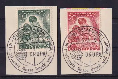 Berlin 1951 Tag der Briefmarke Mi.-Nr. 80-81 mit So.-O DÜSSELDORF, Briefstücke