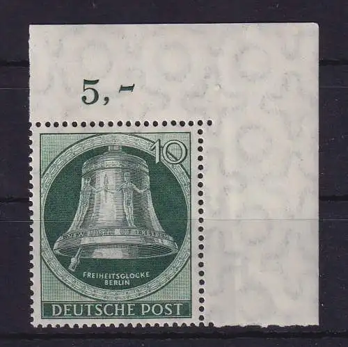 Berlin 1951 Freiheitsglocke 10 Pf Mi.-Nr. 76 Eckrandstück OR postfrisch **
