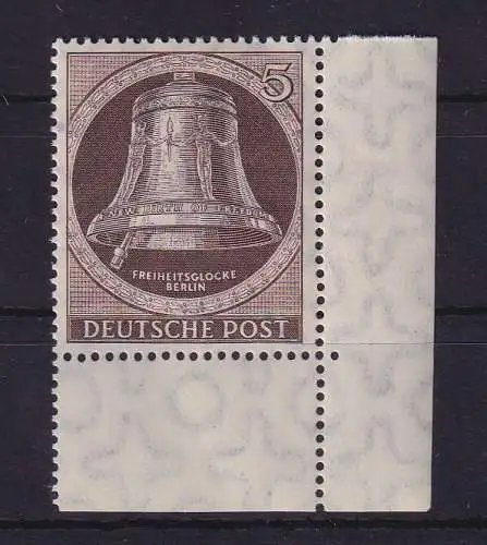 Berlin 1951 Freiheitsglocke 5 Pf Mi.-Nr. 75 Eckrandstück UR postfrisch **