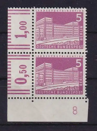 Berlin 1957 Postdirektion Mi.-Nr. 141 Eckrandpaar UL mit Druckerzeichen 8 **
