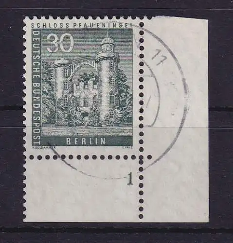 Berlin 1957 Pfaueninsel Mi.-Nr. 148 Eckrandstück UR mit Formnummer 1 gestempelt