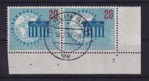 Berlin 1959 Kommunaler Weltkongress Mi-Nr. 189 Eckrandpaar UR mit Formnummer 2 O