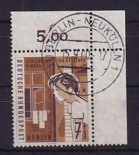 Berlin 1960 Ferienplätze 7+3 Pf Mi.-Nr. 193 Eckrandstück OR O BERLIN-NEUKÖLLN