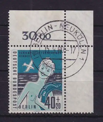 Berlin 1960 Ferienplätze 40+20 Pf Mi.-Nr. 196 Eckrandstück OR O BERLIN-NEUKÖLLN