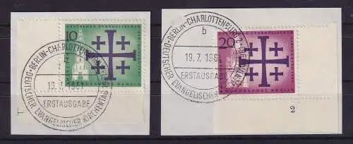 Berlin 1960 Kirchentag Mi-Nr. 215-216 Eckrandstücke mit ET-So.-O a. Briefstücken