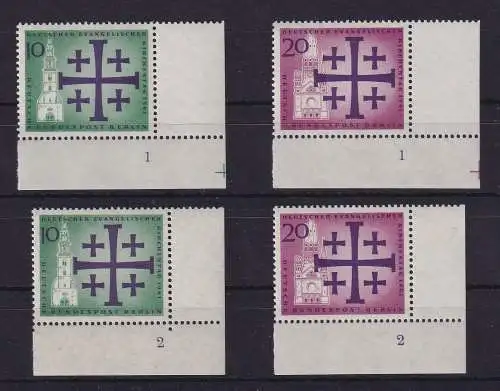 Berlin 1960 Kirchentag Mi.-Nr. 215-216 Eckrandstücke UR mit Formnummern 1, 2 **