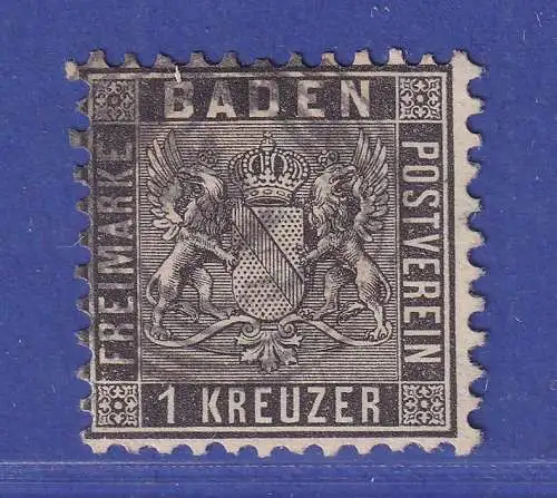 Baden 1 Kreuzer schwarz Mi.-Nr. 13 a gestempelt