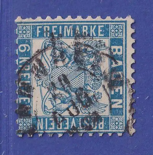 Baden 6 Kreuzer preußischblau Mi.-Nr. 19 b gestempelt gpr. FLEMMING BPP