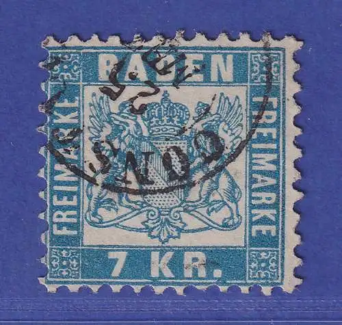 Baden 7 Kreuzer blau Mi.-Nr. 25 a  O CONSTANZ
