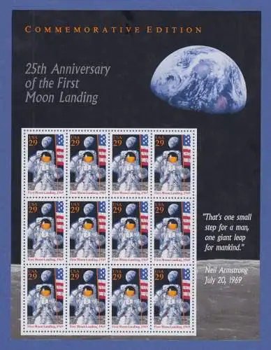 USA 1994 Mi.-Nr. 2477 Mondlandung kpl.  Schmuckbogen mit 12 Werten **