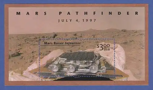 USA 1997 Mi.-Nr. Block 39 Marsmission Pathfinder Marsfahrzeug Sojourner ** 