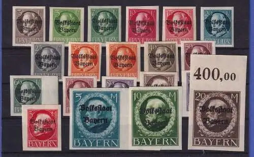 Bayern Aufdruck Volksstaat  Mi-Nr. 116-135 B postfrisch **