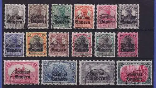 Bayern Aufdruck Freistaat  Mi-Nr. 136-151 gestempelt