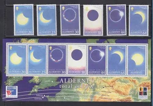 Guernsey-ALDERNEY kleine Sammlung 1983-2000 (Aug.) kpl. ** 164 Marken, 8 Blocks