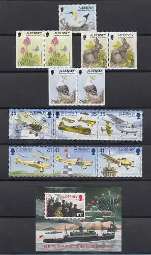 Guernsey-ALDERNEY kleine Sammlung 1983-2000 (Aug.) kpl. ** 164 Marken, 8 Blocks