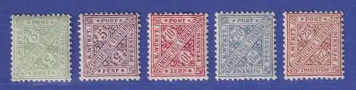 Württemberg 1881 Freimarken Mi.-Nr. 201-205  5 Werte postfrisch **