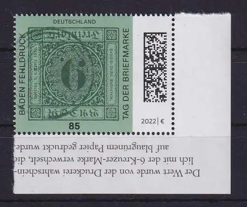 Bundesrepublik 2022 Tag der Briefmarke Mi.-Nr. 3719 aus Block 90 postfrisch **