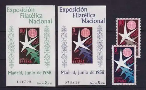 Spanien 1958 Weltausstellung Brüssel Mi.-Nr. 1117-1118, Blocks 13-14 **