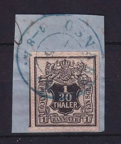 Altdeutschland Hannover Wappen 1/30 Taler  Mi-Nr. 10 a  O auf Briefstück