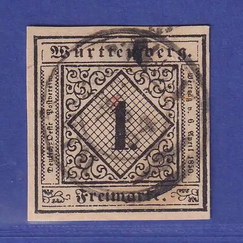 Württemberg 1851 Ziffer 1 Kreuzer Mi.-Nr. 1 b gestempelt gpr. IRTENKAUF BPP