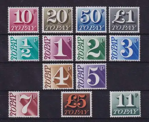 Großbritannien 1970 Portomarken Mi-Nr. 76-88 kpl. postfrisch **