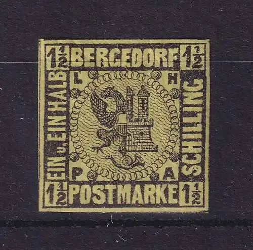 Altdeutschland Bergedorf 1861 Wappen 1 1/2 Schilling Mi-Nr. 3 postfrisch **