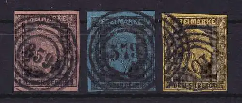 Preußen 1851 König Friedrich Wilhelm IV.  Mi.-Nr. 2, 3, 4  gestempelt