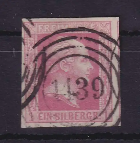 Preußen 1857 König Friedrich Wilhelm IV.  Mi.-Nr. 6 mit Nummern-O 1439 Stettin