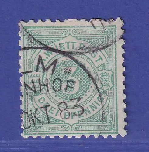 Württemberg 1883 Ziffer 3 Pfennig  Mi.-Nr. 44b gestempelt gpr. HEINRICH BPP