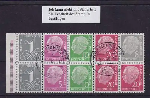 Bund 1958/60 Heuss und Ziffer  Heftchenblatt  Mi.-Nr. 8 X  O SICHTIGVOR