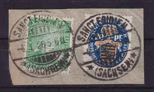 Dt. Reich Mi-Nr. 372 und 377  O SANCT EGIDIEN (SACHSEN) auf Briefstück