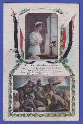 Bildpostkarte 1. Weltkrieg MG-Einheit gelaufen als Feldpost 1916