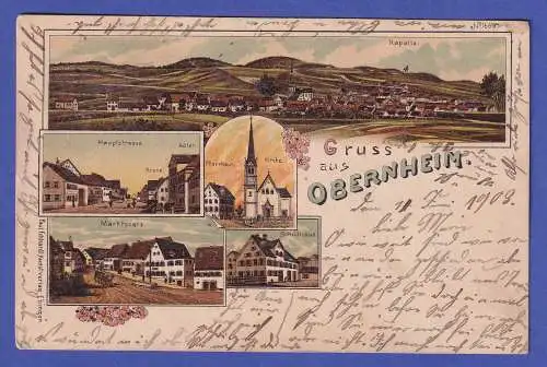 AK Obernheim (Zollern-Alb-Kreis) mit O WEHINGEN gelaufen nach Basel (CH) 1903