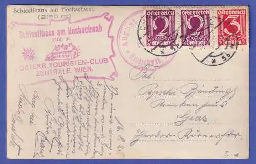 AK Schiestlhaus am Hochschwab (Steiermark) mit 2 Souvenirstempeln 1925